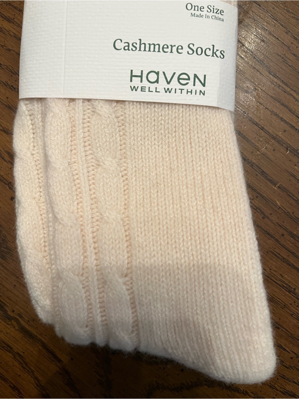 Haven Well Within Cashmere Socks - Cream and Light Blue (One Size) - Picture 4 of 10